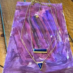 Stella and Dot gold and blue layering necklace